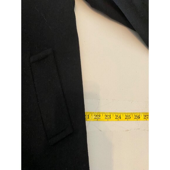 Ellen Tracy Black Wool Blend Coat W/ Faux Fur Trim Size 6 - Picture 11 of 12